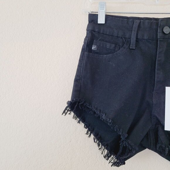 Kancan Womens Cut Off Jean Shorts Size 3/25 Dark Wash Raw Hem Stretch Nwt - Picture 6 of 8